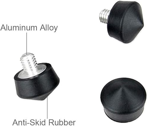 Miniatura 6 de Foto&Tech 3 puntas de goma roscadas de 3/8 pulgadas + 3 púas de pie de acero inoxidable de 3/8 pulgadas compatibles con Andoer Benro Gitzo Induro