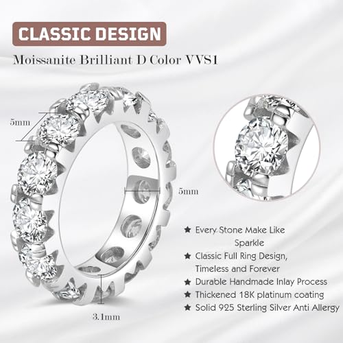 SecreTalk 6.5ct Moissanite Engagement Promise Ring for Women - Moissanite Wedding Band 925 Sterling Silver D Color VVS with Certificate of Authenticity2