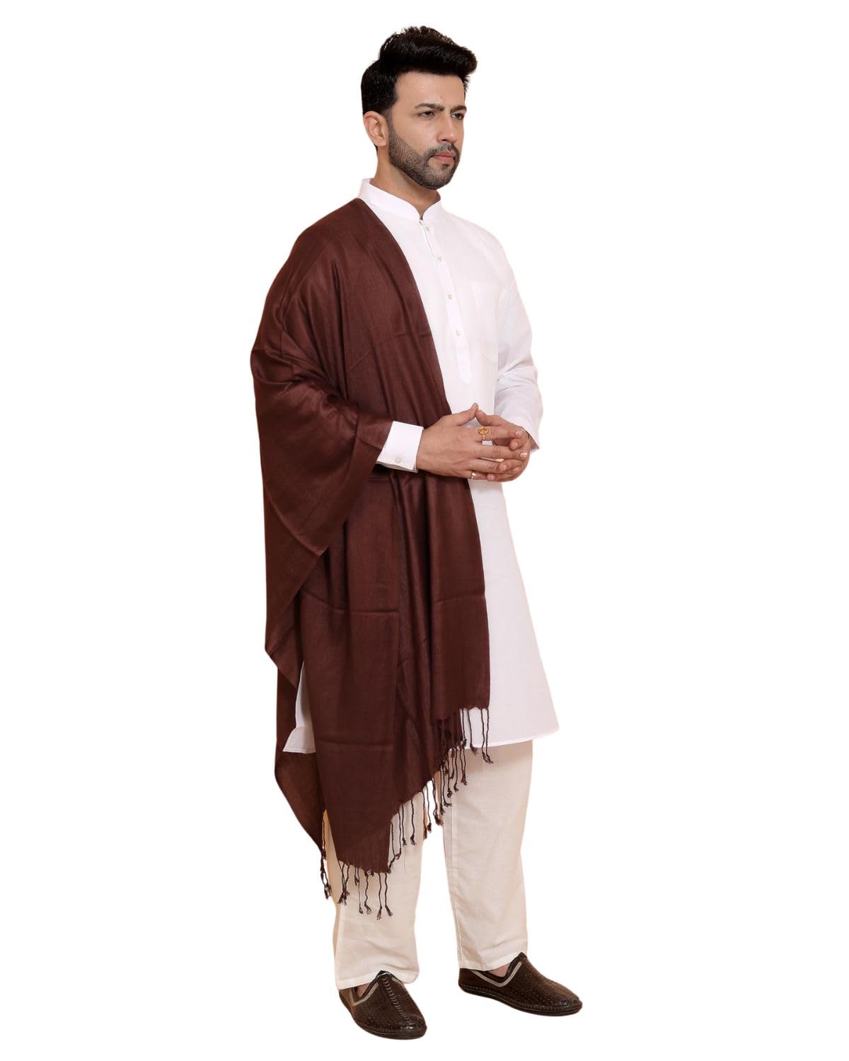 ebadat Designer Men’s Shawl – Smooth Fabric Solid Brown Color Winter Wrap (Pack Of 1)-picture-42