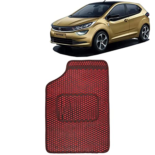 Image of Kingsway Dotted Design Car Floor Foot Mats Universal Fit for Tata Altroz, Model Year : 2020 Onwards, Water and Dustproof, Color Red, Set of 5 Pieces