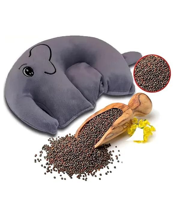 Mustard Seed Pillow Gery Color and Elephant Shape Pillow.