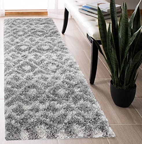 Serdim Rugs Marokkanischer Berber-Teppich für Wohnzimmer, Karo-Design, Shaggy-Teppich, 60 x 220 cm,...