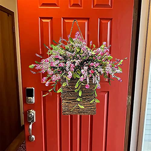 Wildflowers Door Hanging Basket Wreath Front Door Spring Wreath Spring Welcome Sign Porch Farmhouse Spring Artificial Flowers Home Decor, Spring Hanging Ornament (Wild Flower Basket) #TOP6