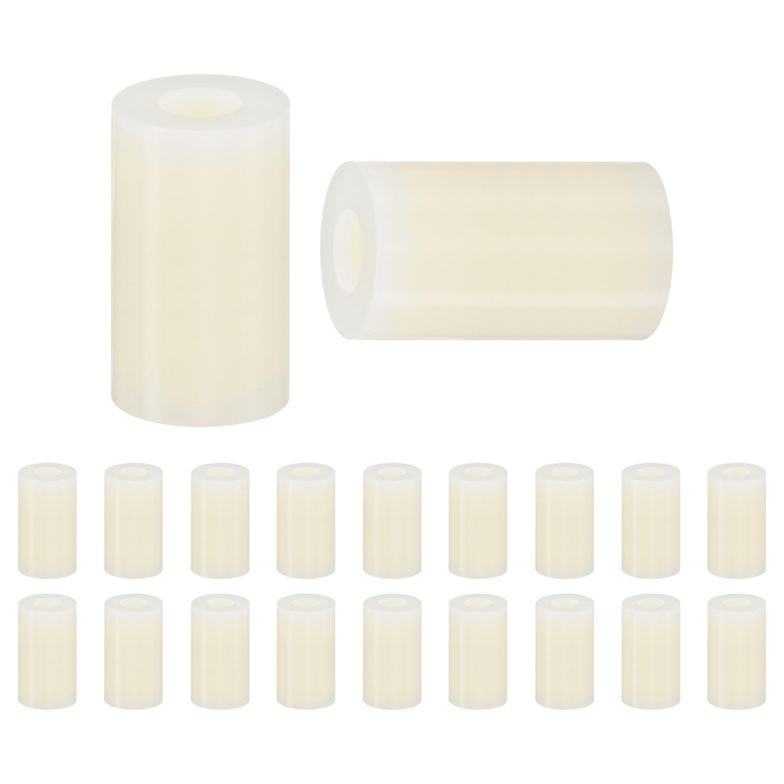 M METERXITY 200 Pack Nylon Washers, 3.2mm ID 7mm OD 12mm Length Round Plastic Spacer Washer Standoff Non-Threaded for M3 Screws/Bolts/Electrical Outlet/Switch Receptacle[White]