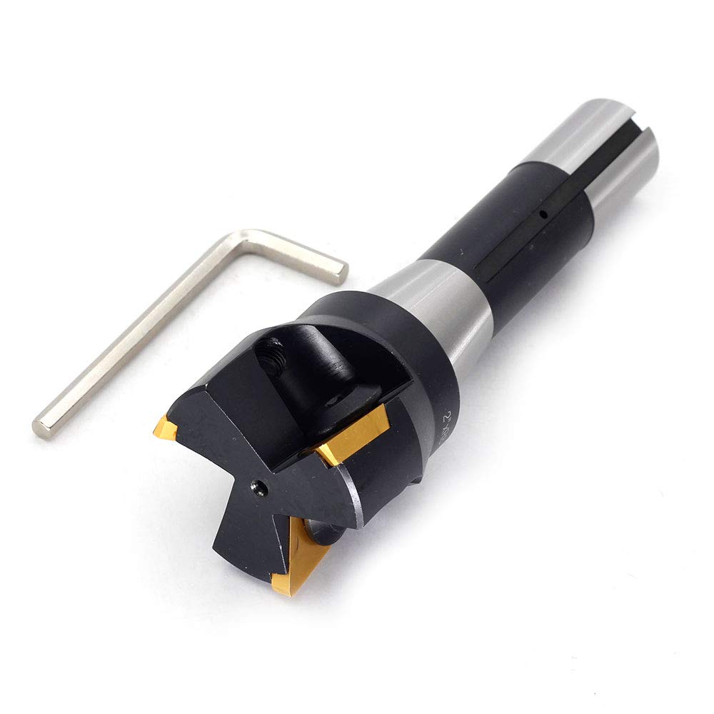 OSCARBIDE Indexable End Mill,R8 Shank,2" Cutting Depth,6" Overall Length,90 Degree,TP43,3 Flutes with 3 Pieces TPCN43PDTR(TPG43) Carbide Inserts