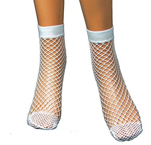EROSPA® Damen-Grobnetz Socken Söckchen weiß kurz Fishnet Mesh Strümpfe Sneaker