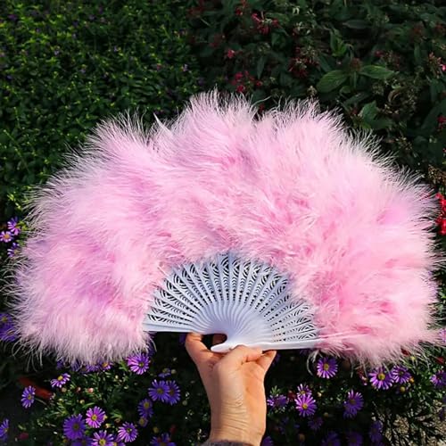 Éventail de plumes pliant vert pour danse et performance de cabaret - 6