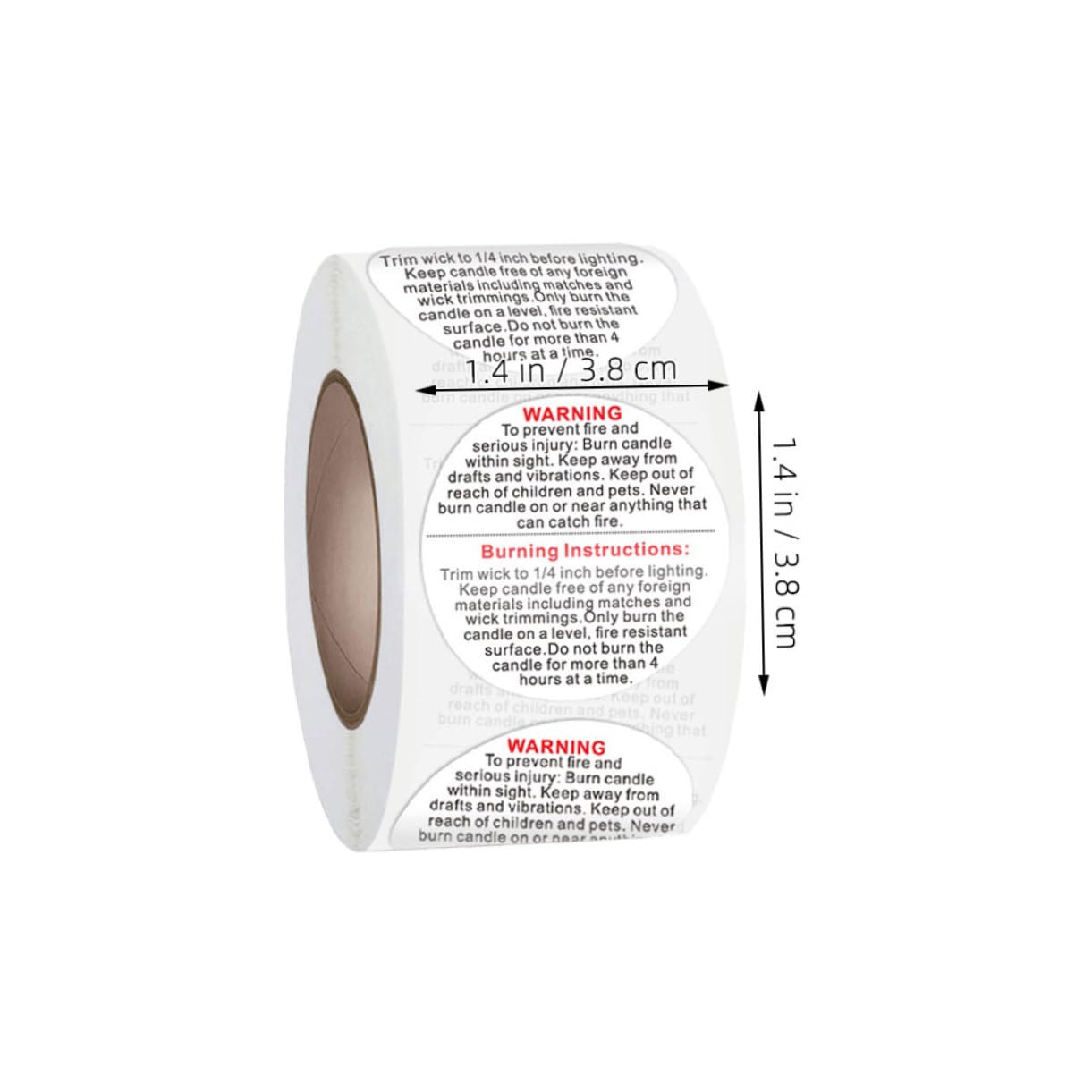 LALAFINA 2 Rolls Round Candle Safety Stickers Warning Labels for DIY Wax Melts Packaging Candle Making Accessories Sticker