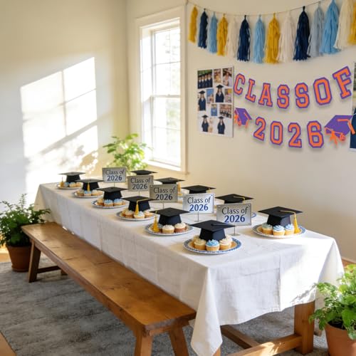 Image of Class of 2026 Graduation Banner University College Grad Garland Decoration Party Supplies High School Colors Purple Orange