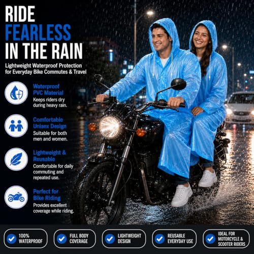 Image of OTOROYS Waterproof Long Rain Coat with Hood for Men, Women, Boys & Girls | Universal Full Length Reusable PVC Raincoat | Lightweight Portable Rain Ware for Bike Riding, Travel & Outdoor, Black, Pack 1