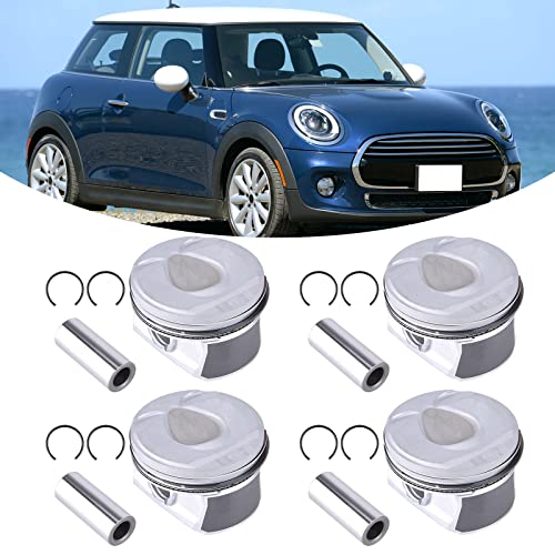 Alikali 4Pcs Engine Piston Ring Set 11257576973 fit for MINI Cooper S JCW R55 R56 R57 R58 R59 N14B16A N14B16C 1.6 Turbo Engine Piston and Piston Pin and Piston Snap Ring Kit 11257566019, 11257588265