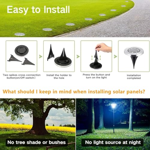Joomer 12 Stück Solar Bodenleuchten Aussen, Solarleuchten für Garten Außen mit 8 LEDs, 3000K Warmweiß Wasserdicht Led Solar Gartenleuchten, Solarlampen für Außen Rasen Auffahrt Gehweg Patio