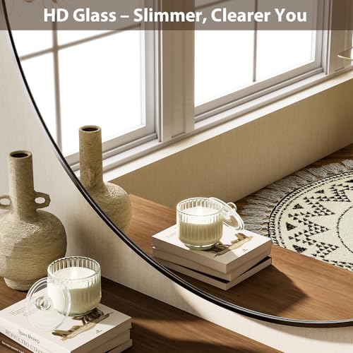 Image of HARRITPURE 48 Inch Round Mirror Black Circle Bathroom Mirror