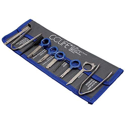 CCLIFE 20 Pièces Cle extraction autoradio Outil pince pour retirer poste démontage voiture Outil de Suppression de Radio pour Radio Navi