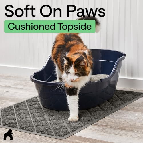 GORILLA GRIP Cat Litter Box Mat, 102x71, Cushioned Coil Mesh Litter Trapping Mats, Scatter Control Supplies for Less Mess, Phthalate Free, Ultra Deep Catch Grooves, Rinse or Vacuum to Clean, Dark Gray — view 7