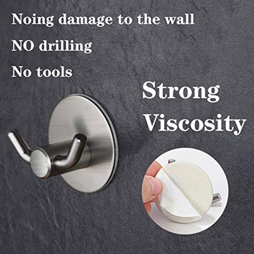 Sugelary Double Prong Adhesive Hooks, Wall Hooks Adhesive Bathroom Hooks Heavy Duty Coat/Robe Hook Wall Hanging Hooks Waterproof Stainless Steel Shower Accessories Towel Hooks for Bathroom Kitchen - Thumbnail 3