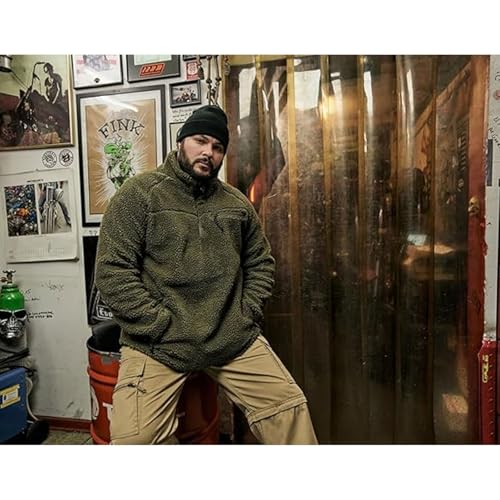 Image of Brandit Individual Wear Men's Teddy Fleece Cold-Weather Outdoor Quarter Zip Jacket with Chin Guard & Wind Protection Strip