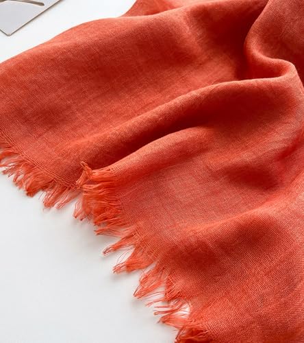 Solid color cotton and linen scarf, wrinkled all season versatile long sunscreen fashionable shawl4
