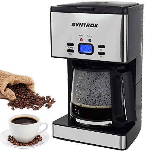 Syntrox Germany KM-1000W Inox Edelstahl Kaffeemaschine Kaffeeautomat Timer Syntrox Germany KM-1000W Inox Edelstahl Kaffeemaschine Kaffeeautomat Timer