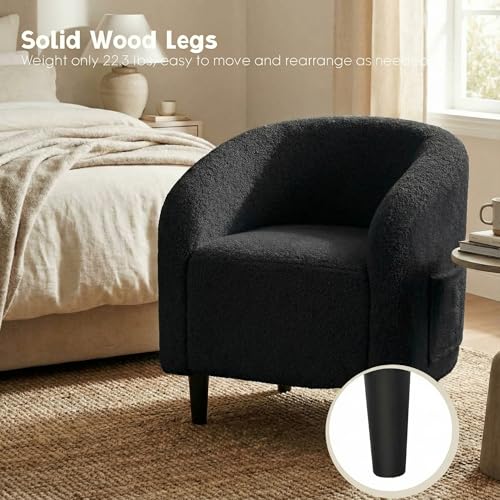 Sillón Barrel Plegable Tela Peluche Negro miniatura 5