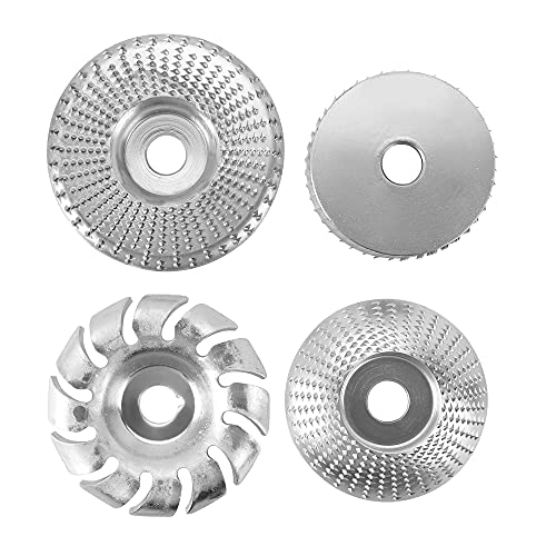 Tungsten Carbide Grinding Wheel Disc, 4PCS Wood Shaping Disc Set 5/8 Inch Angle Grinder Disc Wood Carving Disc Carving Abrasive Disc for Wood Cutting Shaping Polishing