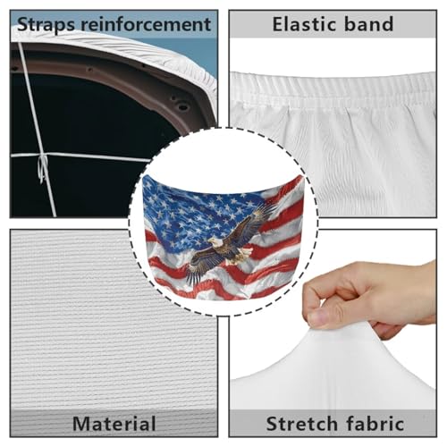 Image of Eagle Print Car Bonnet Hood Cover UV Fade Resistant Waterproof Exterior Covers for Car Decor Accessories All-Season Protection Fit for Cars Trucks SUVs