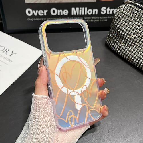 Jmltech Magnetic Case for iPhone 17 Pro Case Iridescent Heart Girly Clear Aesthetic Cute Women Trendy Phone Cases Compatible with MagSafe by Jmltech - Used condition - Image 2