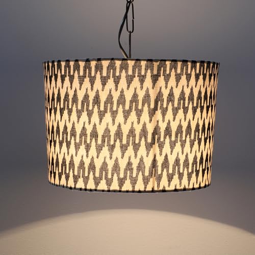 Image of Tu Casa Chevron Print Fabric Glow Pendent Light Hanging Lamp For Bedroom, Living Room, Lounge, Office, Gifting Area Without Bulb For Home Decoration (Height - 20 inch)