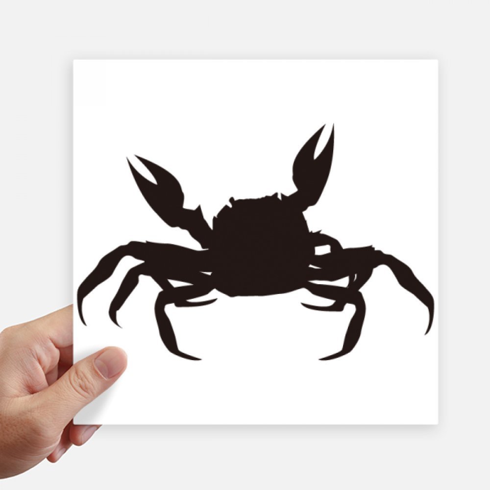 Autocollant carré crabe noir 20 cm stickers marins pour ordinateur et mur x4