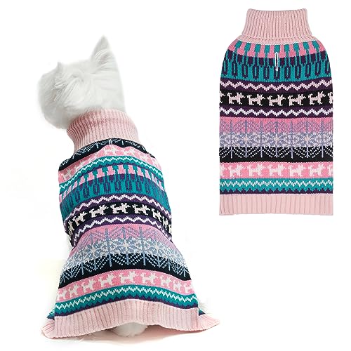 Image of Mihachi Dog Sweater - Winter Coat Apparel Clothes with Colorful Stripes for Cold Weather