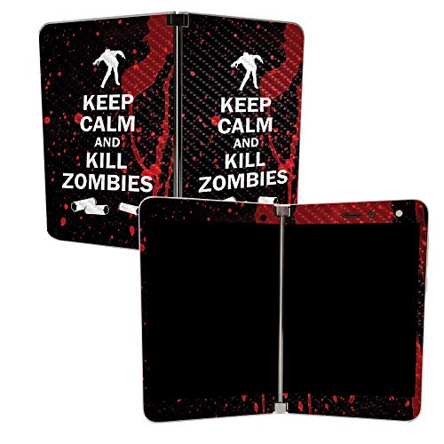 Image of MightySkins Carbon Fiber Skin for Microsoft Surface Duo - Kill Zombies | Protective, Durable Textured Carbon Fiber Finish | Easy to Apply, Remove, and Change Styles | Made in The USA