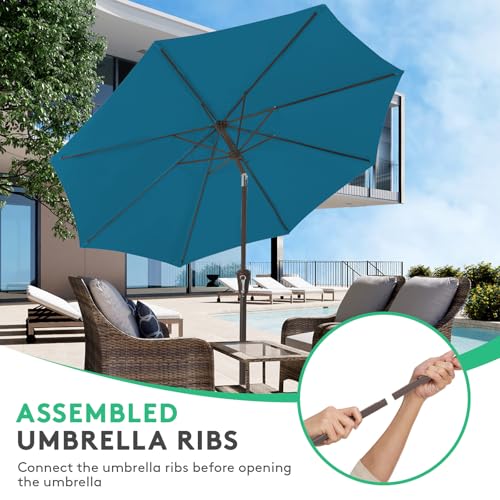 Image of JEAREY 10FT Outdoor Patio Umbrella, Market Umbrella, Lake Blue