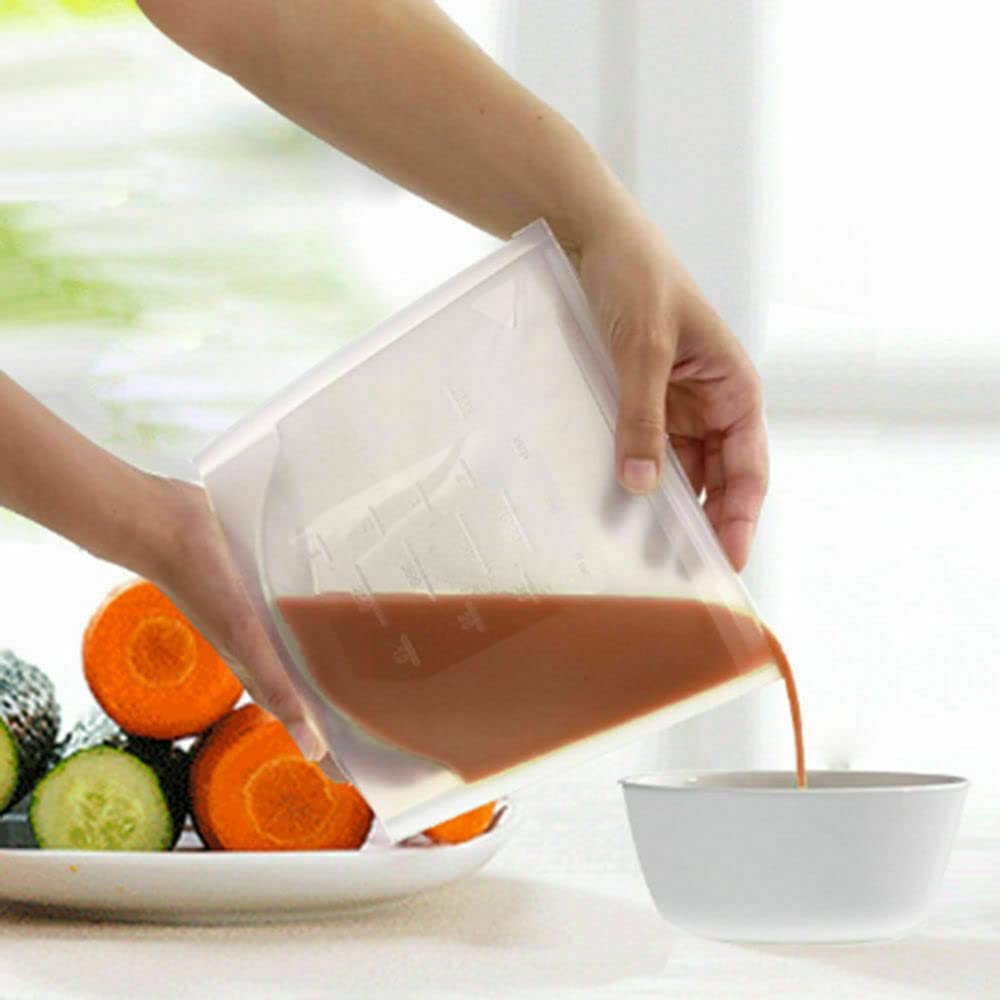 LIQUID FOOD FREEZER STORAGE BAGS SELF STANDING REUSABLE RESEALABLE FOOD BAGS, EASY TO USE, STRONG PLASTIC, DURABLE UK (CLEAR, 20)