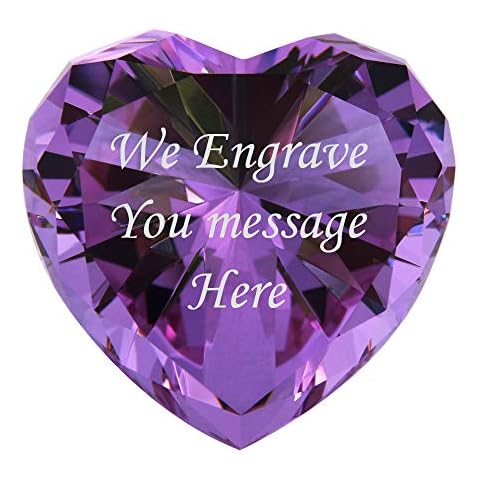 Crystal Diamond heart free Engraved Paperweight (PURPLE) Crystal diamond decoration, crystal gem,Diamond heart shaped decoration paperweight Cover
