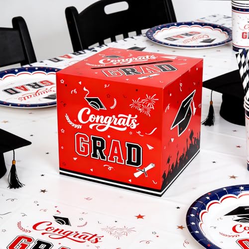 Image of 9.45Inch Large Red Black Graduation Card Box, Back to School Gifts | Ideal 2026 Grad & Back to School Gifts, Fits High School, College & Masters, Dorm Decor & Party Favors For Class of 2026