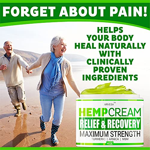 Natural Hemp Cream for Joints, Muscles, Back, Neck, Knees, Hips, Foot, Nerves, Shoulders - Maximum Strength Gel with MSM, Turmeric, Arnica, Aloe, Menthol - Natural Hemp Oil Extract Lotion - 4 fl oz - Image 5