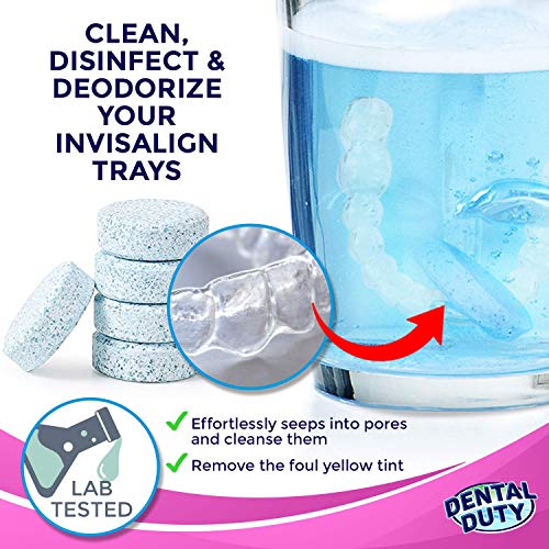 Dental Duty Retainer and Denture Cleaning Tablets -(2 Months Supply)- Cleaner Removes Bad Odor, Plaque, Stains from Dentures, Retainers, Night Guards, Mouth Guards & Dental Appliances. Made in USA.