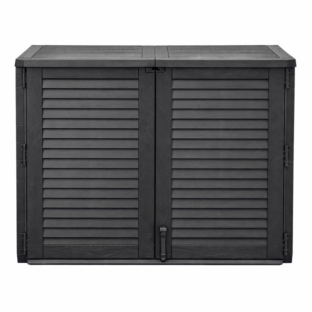 Acomoda Textil - Baul de Almacenaje Exterior 117X74X110 cm con 2 Puertas y Tapa Superior. Arcon de 780 Litros de Exterior para Cubos Basura, Herramientas, Accesorios para Terraza Patio o Jardín.