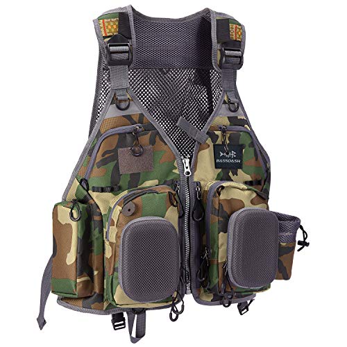 Image of BASSDASH Strap Fishing Vest Adjustable for Men and Women, for Fly Bass Fishing and Outdoor Activities