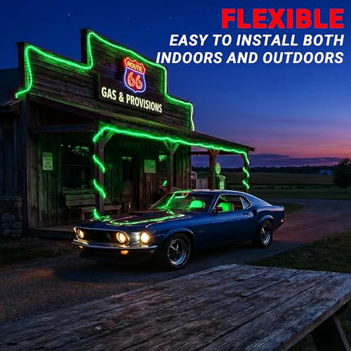 Image of 50ft Rope Lights For Outside,Connectable & Flexible Tube Lights with 8 Modes Controller,Waterproof Green LED Rope Lighting for Deck,Garden,Pool,Patio,Bedroom,Party,Indoor & Outdoor Landscape Lighting