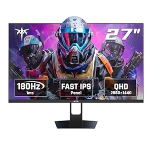 KTC 27 Inch QHD Gaming Monitor, 180Hz 1ms GTG Fast IPS 2K Computer Gamer Monitor, 1440P HDR Frameless Monitor with Adaptive Sync, Tilt Adjustment, VESA Compatible, Eye Care, DisplayPort HDMI, H27T22S