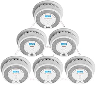 X-Sense Wireless Interconnected Combination Smoke and Carbon Monoxide Detector with LCD Display & 10-Year Battery, Over 820 ft Transmission Range, SC07-W, Pack of 6