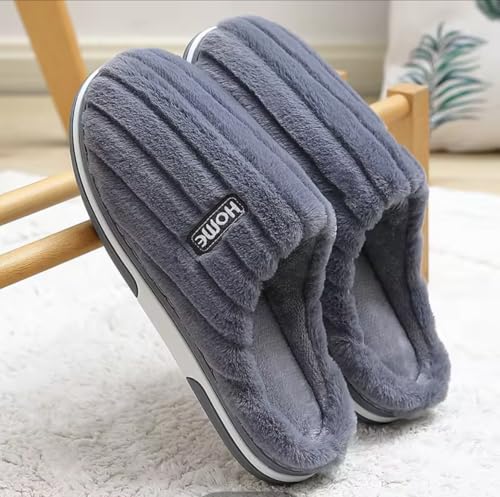 Image of Wolvesden Unisex Winter Woolen Slippers | Fluffy Indoor Slip-Ons | Size 4-8, Multicolor (1 Pair)
