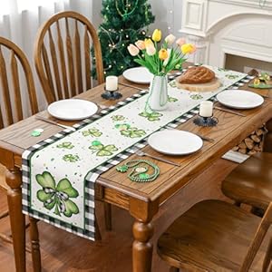 Siilues St Patricks Day Table Runner, Buffalo Plaid St Patricks Day Decoraions Green Shamrock Seasonal Spring Holiday Table Decorations for Indoor Outdoor Dining Table Decor (13'' x 120'') Siilues St Patricks Day Table Runner Buffalo Plaid St Patricks Day Decoraions Green Shamrock Seasonal Spring Holiday Table Decorations for Indoor Outdoor Dining Table Decor 13 x 120