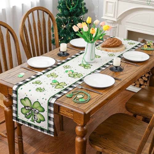 Siilues-St-Patricks-Day-Table-Runner-Buffalo-Plaid-St-Patricks-Day-Decoraions-Green-Shamrock-Seasonal-Spring-Holiday-Table-Decorations-for-Indoor-Outdoor-Dining-Table-Decor-13-x-120 Siilues St Patricks Day Table Runner Buffalo Plaid St Patricks Day Decoraions Green Shamrock Seasonal Spring Holiday Table Decorations for Indoor Outdoor Dining Table Decor 13 x 120