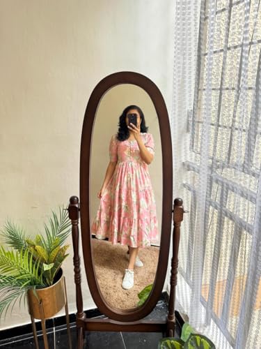 Image of Women's Cotton Blend Maxi Midi Dress Western Dress for Women Elegant Floral Printed Long Dresses