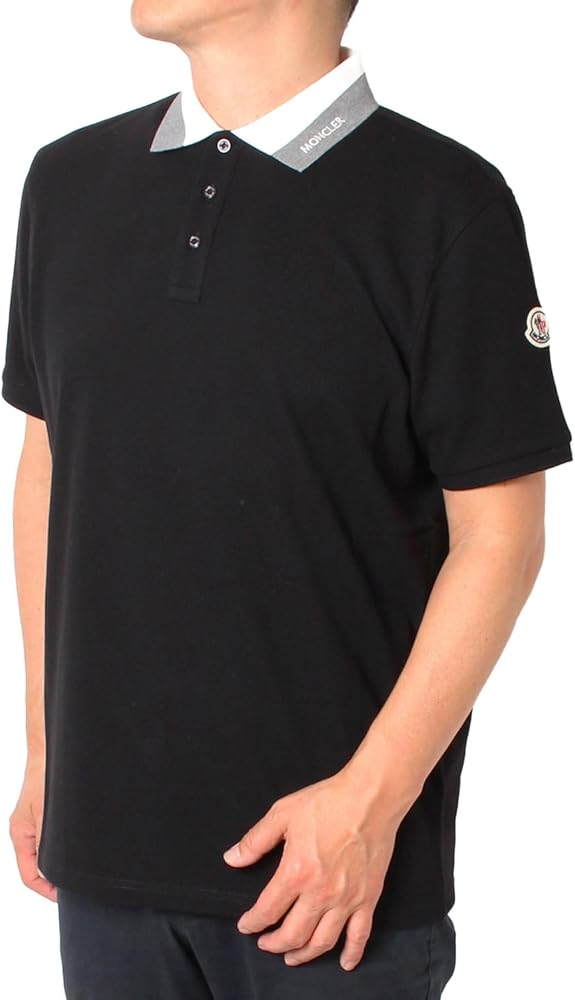 MONCLER ブラック ポロシャツ　M ブラック ポロシャツ : Tシャツ＆ポロシャツ 向けの メンズ | モンクレール