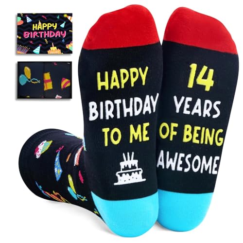 Zmart 14 Year Old Boy Gifts - Black Socks 14th Birthday Gifts for Teenage Boy Teen Girl, 14 Yr Old Teenager, Son, Daughter Trendy 2025