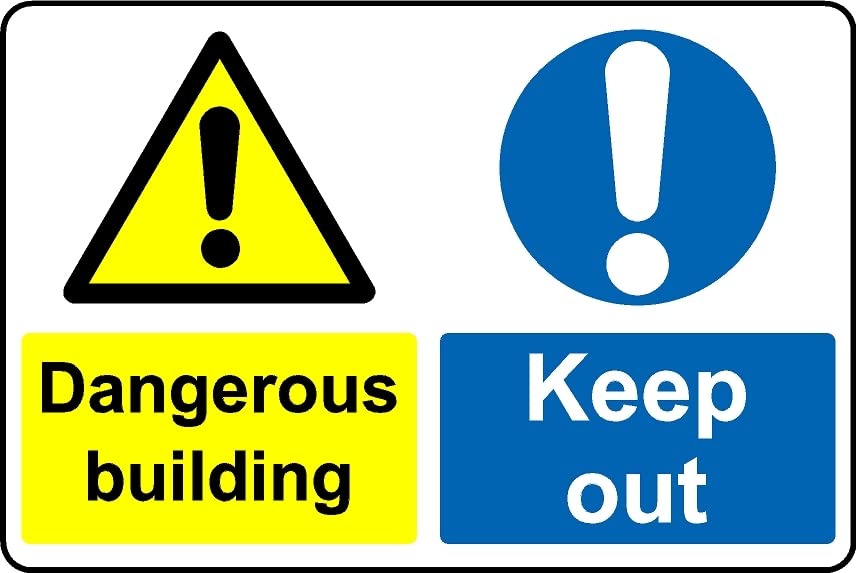 Dangerous Building Keep Out Safety Sign - 1mm Plastic Sign (300mm x 200mm)