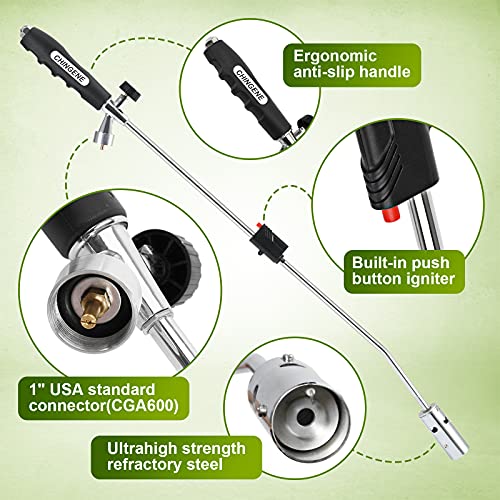 Weed Torch Propane Burner, 50,000Btu Blow Torch, Gas Vapor, Self Igniting, Ergonomic Anti-Slip Handle, With Trigger Start And Flame Control Valve(Fuel Not Included) #TOP4